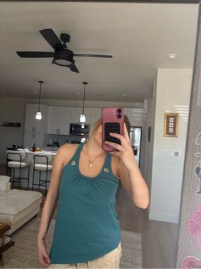 eyelash couture Teal Halter Tank with Button-Detail
